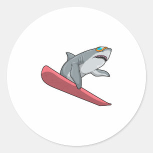 Sticker Rond Snowboard requin