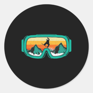 Sticker Rond Snowboard - Retro Goggings Wintersports Lover Snow