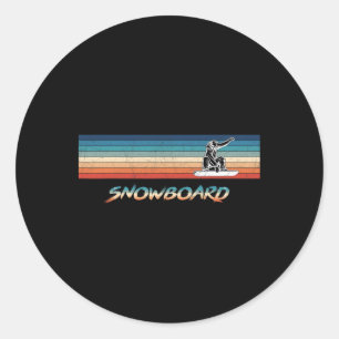 Sticker Rond Snowboard Retro Vintage Snowboard Cadeau
