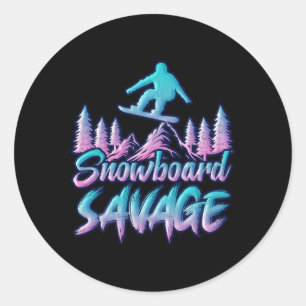 Sticker Rond Snowboard Savage Funny Snowboarder Kids Snowboardi
