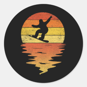 Sticker Rond Snowboard Shirt Retro Sunset les années 70 Vintage