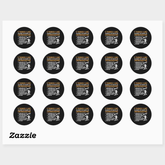 Sticker Rond Snowboard Snowboard Bacon 5 choses que j'aime Almo (Feuille)