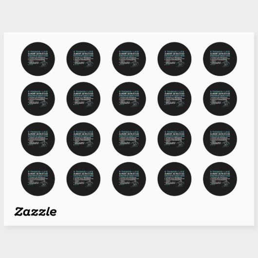 Sticker Rond Snowboard Snowboard Bacon 5 choses que j'aime Almo (Feuille)