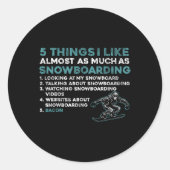 Sticker Rond Snowboard Snowboard Bacon 5 choses que j'aime Almo (Devant)