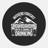 Sticker Rond Snowboard Snowboard Bière Week-end Prévision Snowb (Devant)