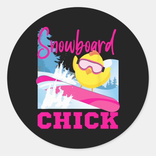 Sticker Rond Snowboard Snowboard Chick Chick Snowboard Chi (Devant)