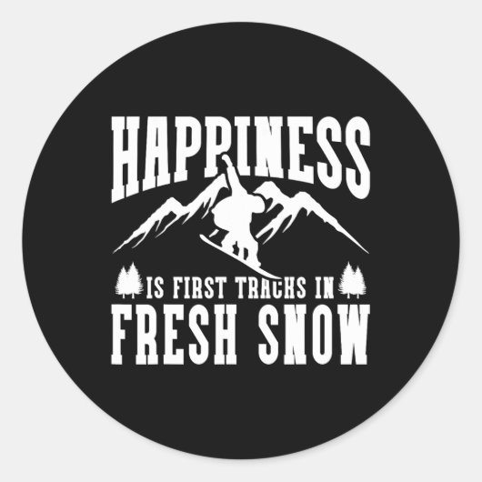 Sticker Rond Snowboard Snowboard Happiness Is First Trails I (Devant)