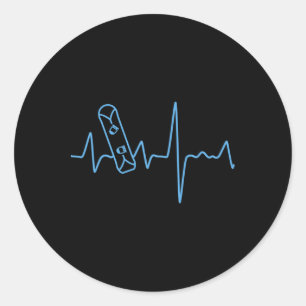 Sticker Rond Snowboard Snowboard Heartbeat Hiver Ski Spor