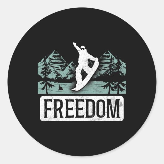 Sticker Rond Snowboard Snowboard Liberté Vintage (Devant)