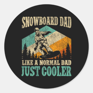 Sticker Rond Snowboard Snowboard Papa Père Père Vintage Retro S