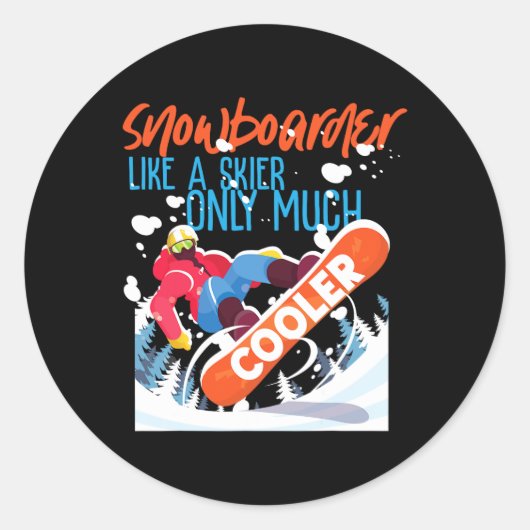 Sticker Rond Snowboard Snowboard Snowboard Comme Un Ski Sur (Devant)