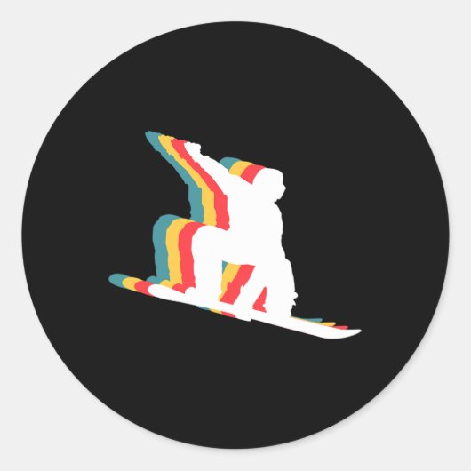 Sticker Rond Snowboard Snowboard Snowboard Retro (Devant)