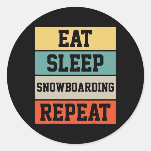 Sticker Rond Snowboard Snowboard Snowboard Retro Cadeau (Devant)