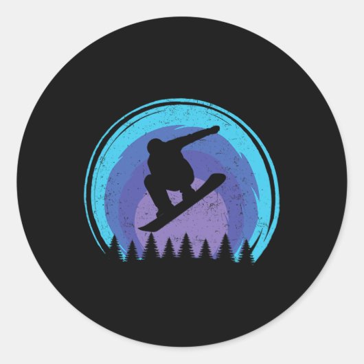 Sticker Rond Snowboard Snowboard Snowboard Silhouette Grun (Devant)