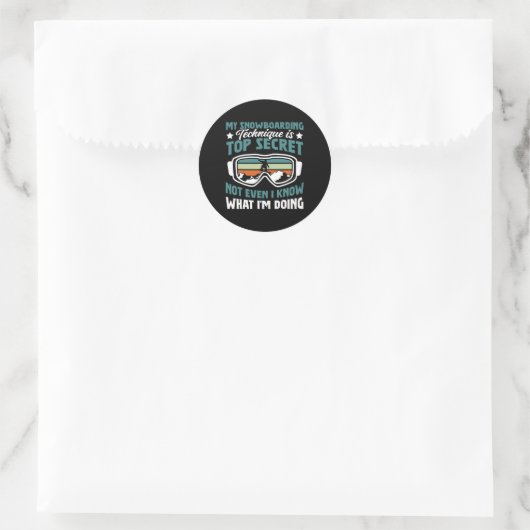 Sticker Rond Snowboard Snowboard Technique Est Top Secret (Sac)