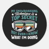 Sticker Rond Snowboard Snowboard Technique Est Top Secret (Devant)