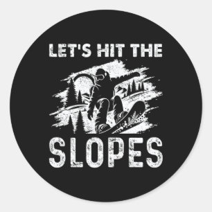 Sticker Rond Snowboard Snowboard Vintage Faisons Frapper la pen