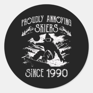 Sticker Rond Snowboard Snowboard Vintage Fièrement agaçant Sk