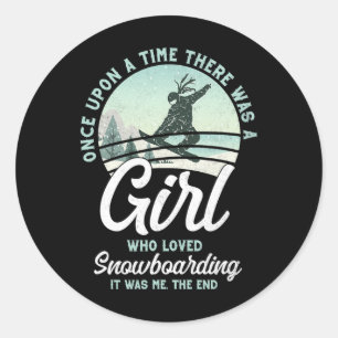Sticker Rond Snowboard Snowboard Vintage Girl 1