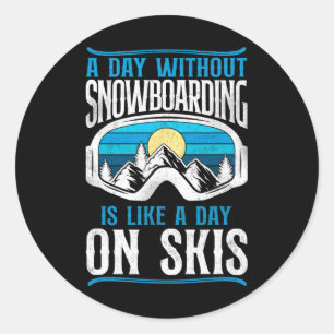 Sticker Rond Snowboard Snowboard Vintage Retro Ski de ski Aller