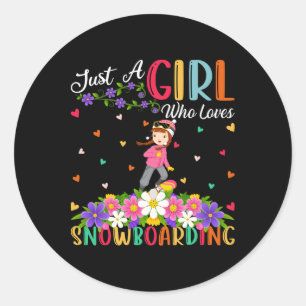 Sticker Rond Snowboard Sports Amateur Juste Une Fille Qui Aime