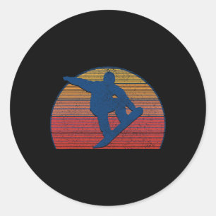 Sticker Rond Snowboard Vintage Retro Freestyle Snowboard