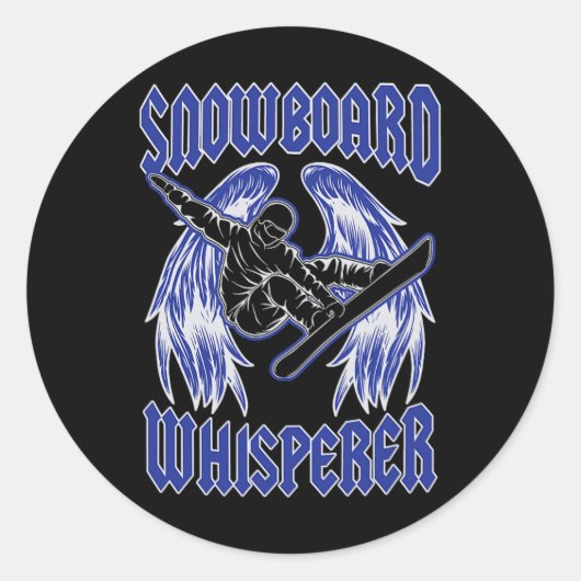 Sticker Rond Snowboard Whisperer Rock Et Roll Style Angle Aile (Devant)
