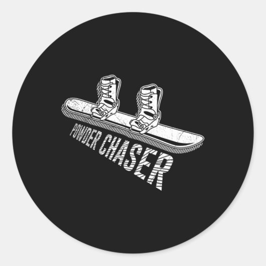 Sticker Rond Snowboarder en poudre Chaser Drôle Snowboard enfan (Devant)