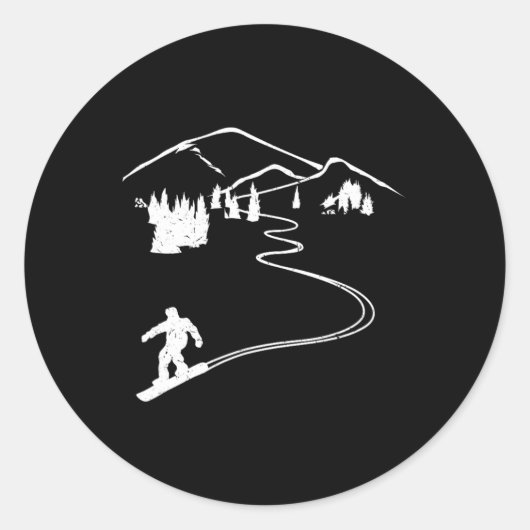 Sticker Rond Snowboarder Freeride Design Snowboard Apres Ski (Devant)