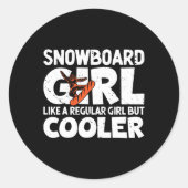 Sticker Rond Snowboarder Girl Snowboard Cadeaux Snowboard Wint (Devant)