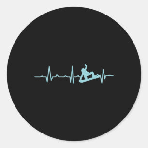 Sticker Rond Snowboarder Heartbeat Snowboard Ski