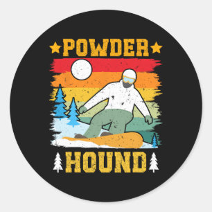 Sticker Rond Snowboarder Poudre Hound Funny Snowboard Kids