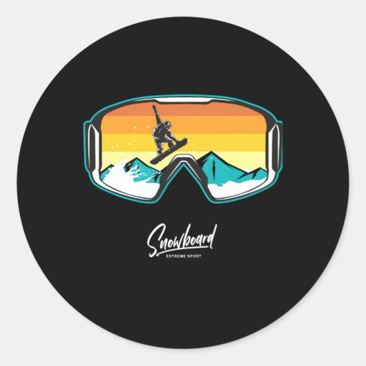 Sticker Rond Snowboarder Snow Boarding Snowboarders (Devant)