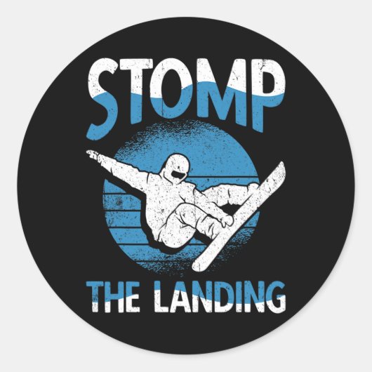 Sticker Rond Snowboarder Stomp The Landing Ski Resort Snowboard (Devant)