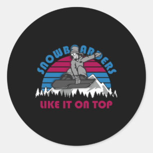 Sticker Rond Snowboarders Comme Il Sur Le Haut - Drôle Snowboar