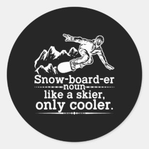 Sticker Rond Snowboardeur Définition Funny Snowboard Winter S