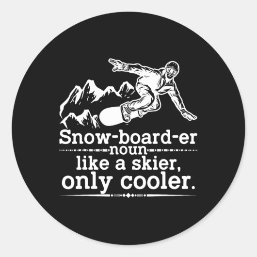Sticker Rond Snowboardeur Définition Funny Snowboard Winter S (Devant)