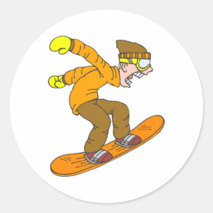 Sticker Rond Snowboardeur en colère