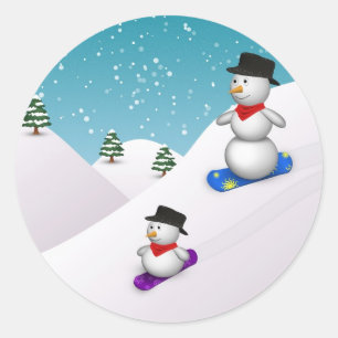 Sticker Rond Snowboarding