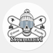Sticker Rond Snowboarding Skull Graphic (Devant)