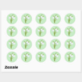 Sticker Rond Snowdrops - Fleurs de printemps sur vert (Feuille)