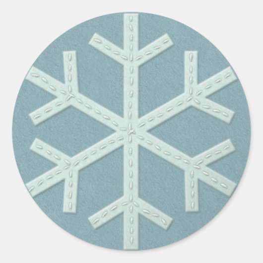 Sticker Rond Snowflake Aqua Blue Faux Felt (Devant)