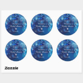 Sticker Rond Snowflake Blue Bokeh Fête des mariées d'hiver Merc (Feuille)