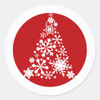 Sticker Rond Snowflake Christimas Tree