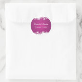Sticker Rond Snowflake fuchsia mariage d'hiver Enregistrer la d (Sac)
