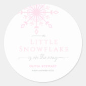 Sticker Rond Snowflake is on the way Winter Baby Shower (Devant)