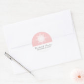 Sticker Rond Snowflake mariage d'hiver rose Enregistrer la date (Enveloppe)
