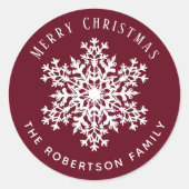 Sticker Rond Snowflake Merry Christmas Holiday Red  (Devant)