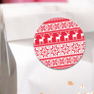 Sticker Rond Snowflake nordique Reindeer Vilain Sweat de Noël