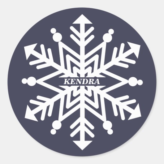 Sticker Rond Snowflake Personnalisé Avec Votre Nom (Devant)